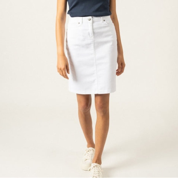 Saint James Elfy Denim Skirt in White - Size 4 - Picture 1 of 13